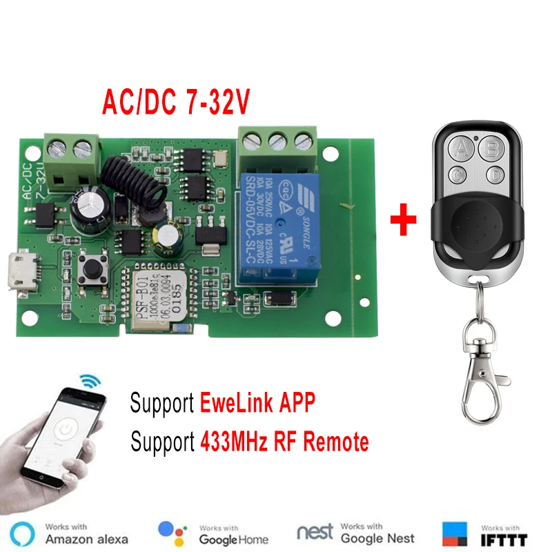 Relay Module 1 Channel - Ewelink AC/DC 5V 7V-32V 1 Canale