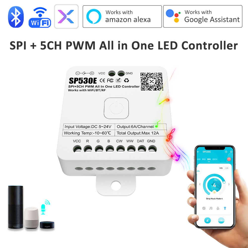 Ws2812B Strip 5V - Controller LED All-in-One SP530E 12V 24V