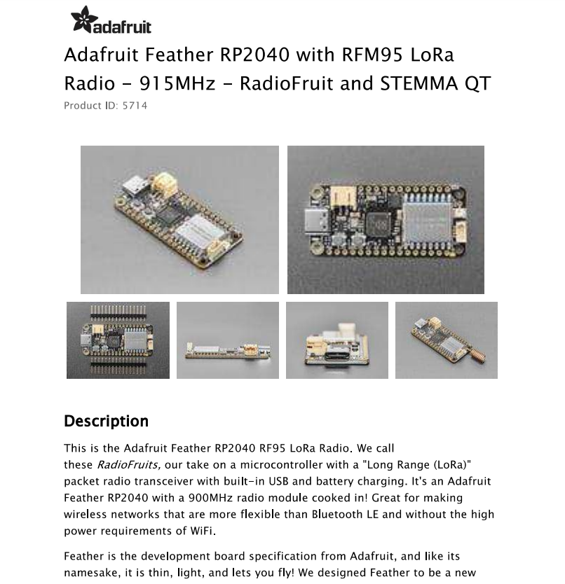 5714 Feather RP2040 con Radio  - Lora Rfm95 recensione e prezzo