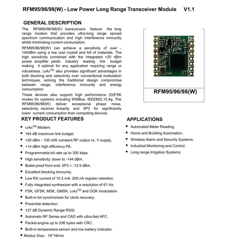 Modulo ricetrasmettitore wirel - Lora Rfm95 recensione e prezzo